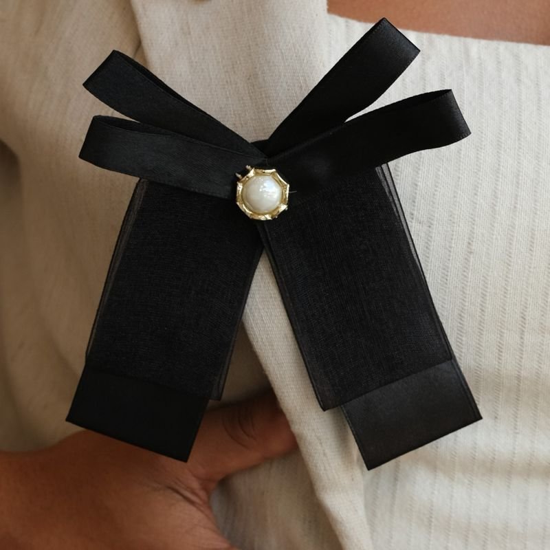Broche Bijuteria Laço Pérola