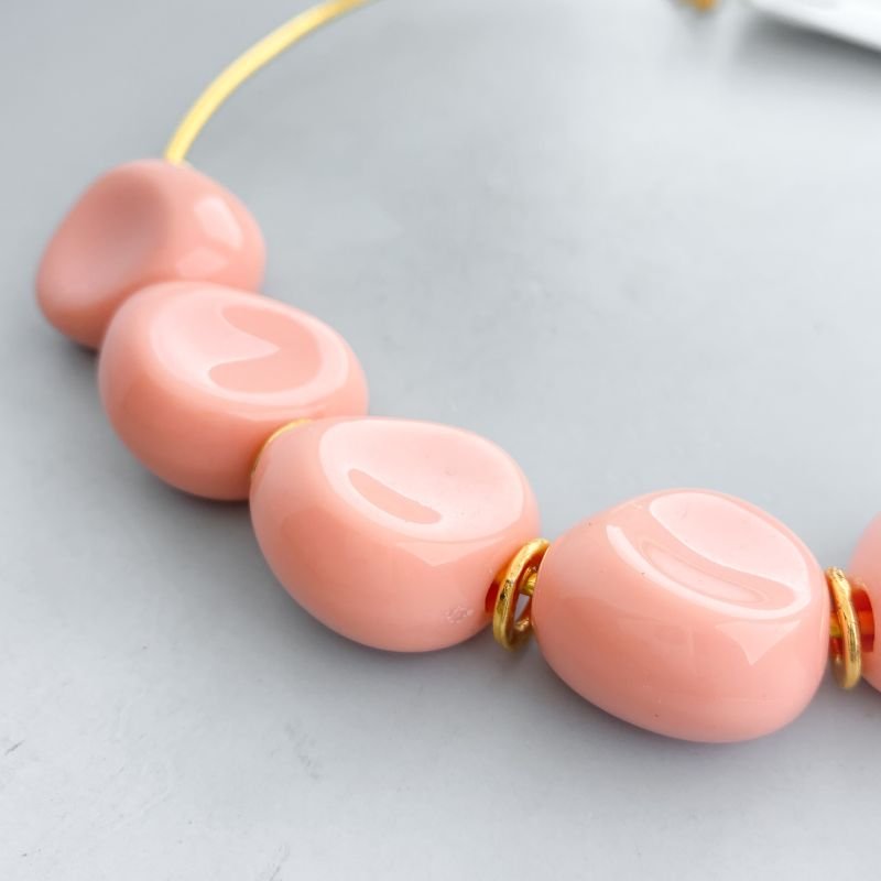 Choker Bijuteria Aro com 5 Bolas Acrílicas