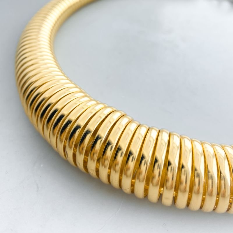 Colar Banho Diamante Choker Aro Grosso Mola