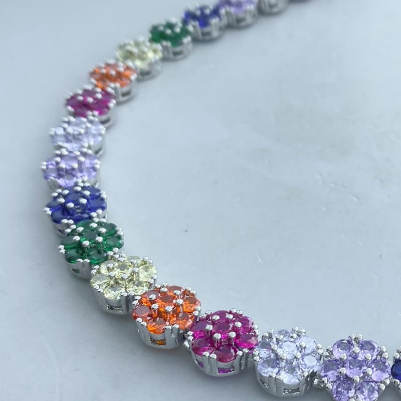 Colar Banho Diamante Choker Riviera Flores