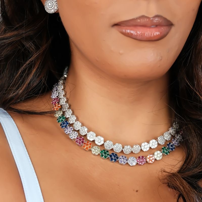 Colar Banho Diamante Choker Riviera Flores