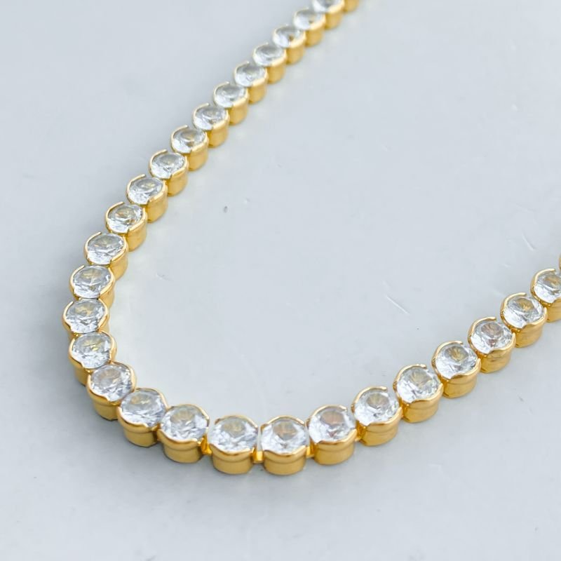 Colar Banho Diamante Choker Riviera Pedra Gota