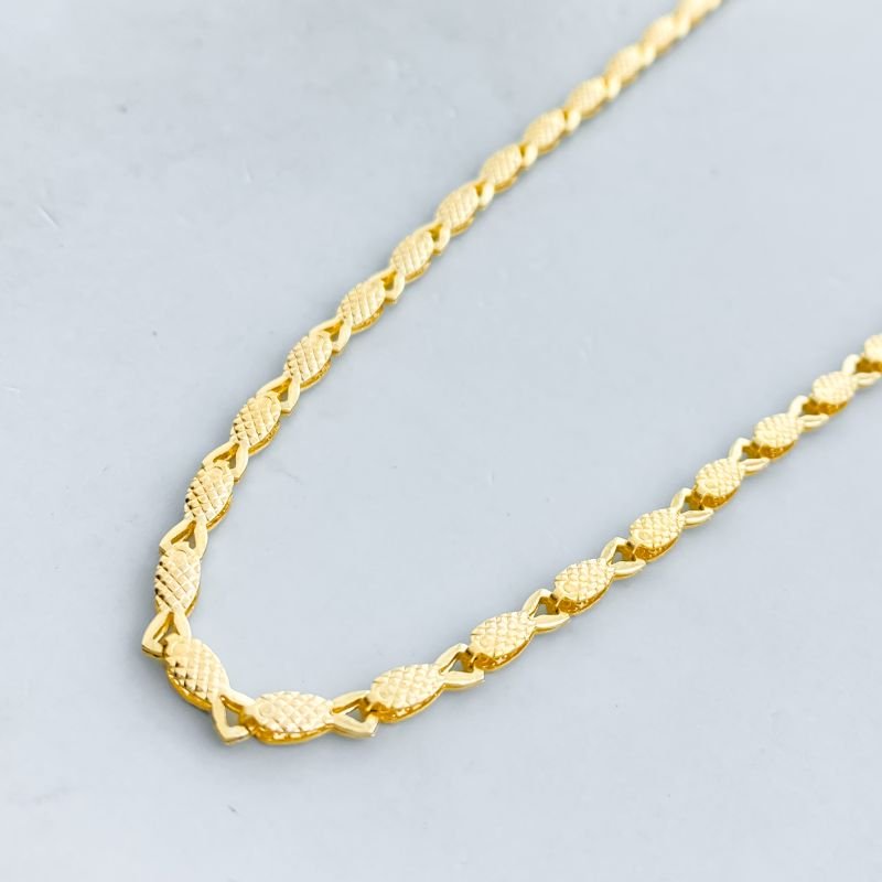 Colar Banho Diamante Longo Liso Peixinhos Craquelado