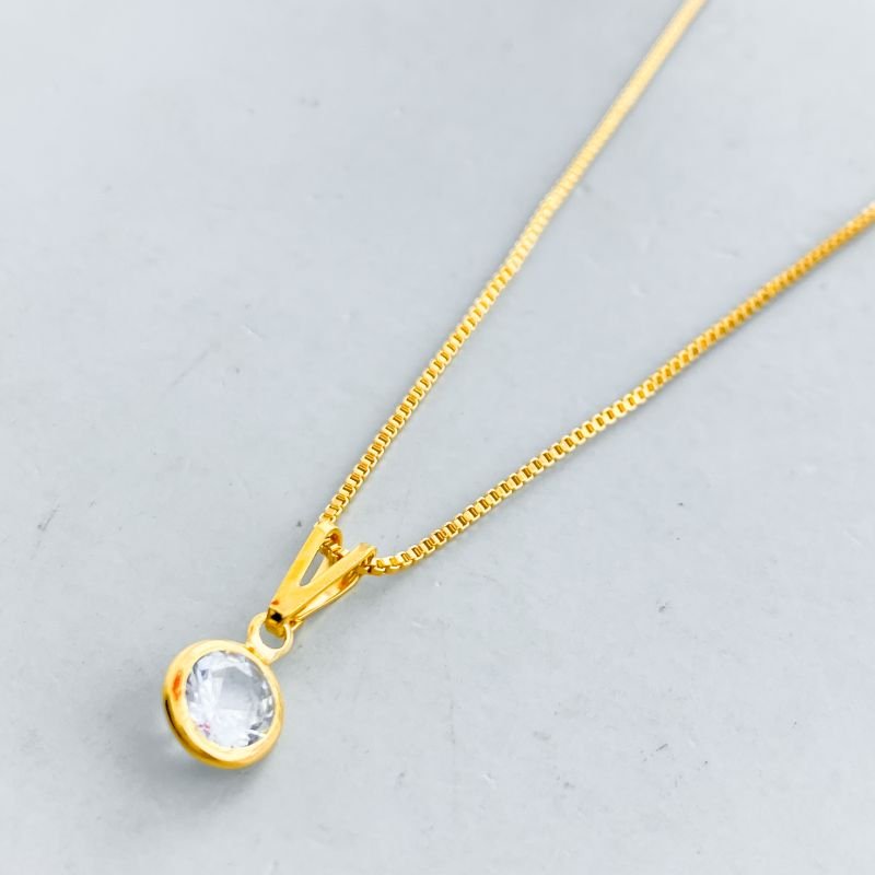 Colar Banho Diamante Ponto de Luz Menor Borda Lisa