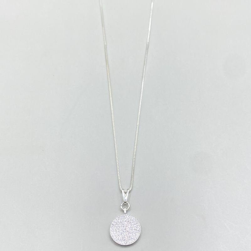 Colar Banho Diamante Redondo Cravejado Zircônia