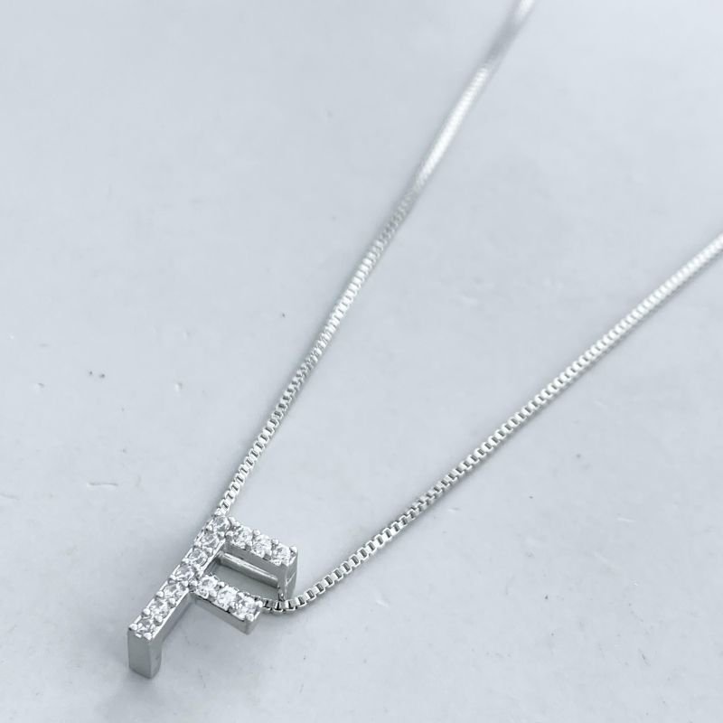 Colar Banho Ouro Branco Letra Cravejada