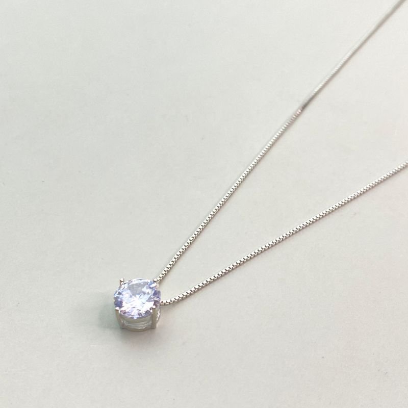 Colar Banho Ouro Branco Ponto de Luz com 4 Garras