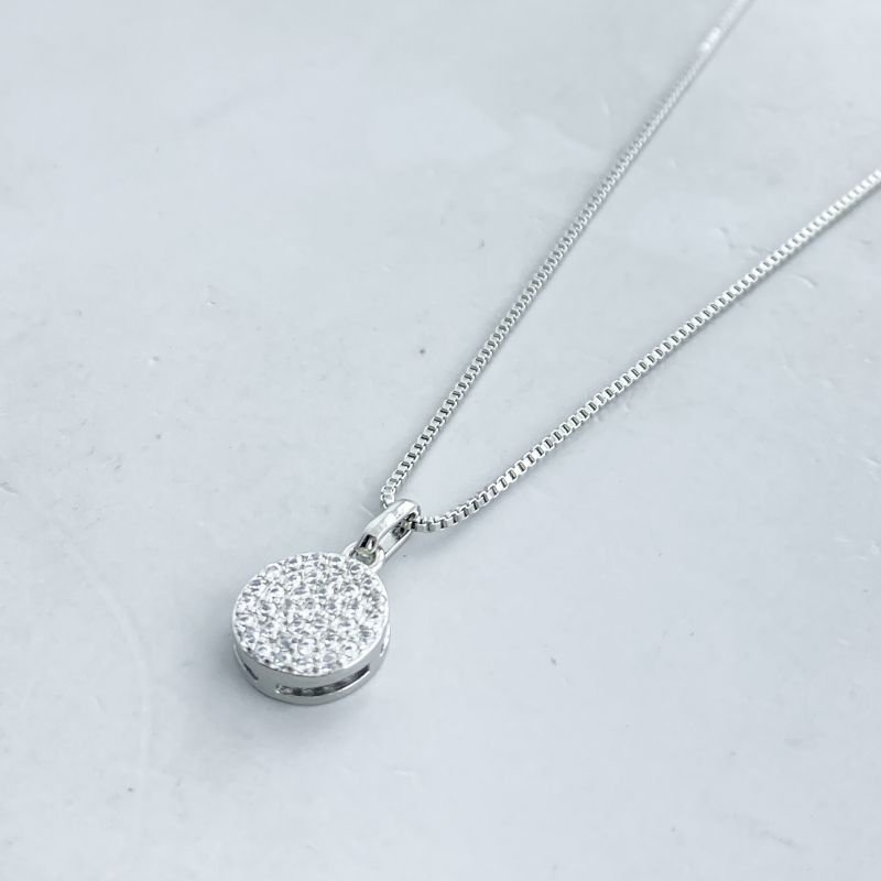 Colar Banho Ouro Branco Redondo Cravejado