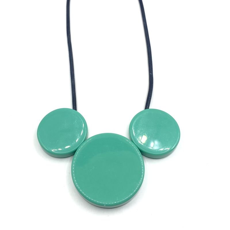 Colar Bijuteria com 3 Bolas Achatadas Acrílicas