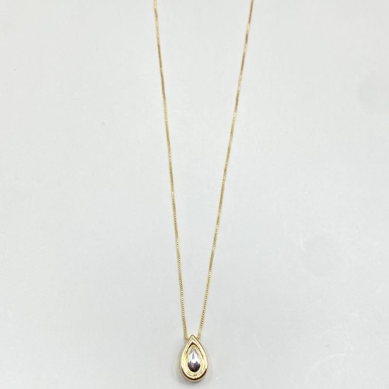 Colar Bijuteria Gota Lisa Pequena com Borda Match de Banho