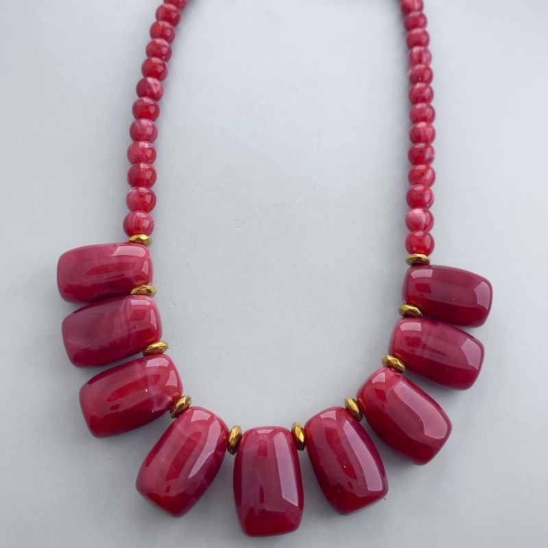 Colar Bijuteria Pedras Acrílicas Boho Chic
