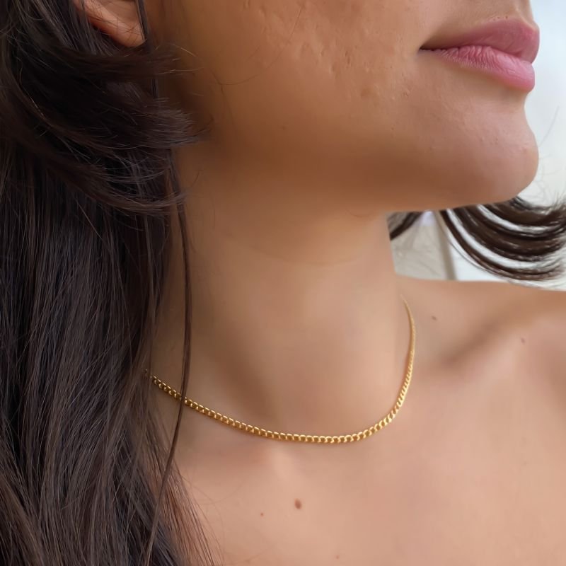 Colar Folheado Choker Elos Pequenos