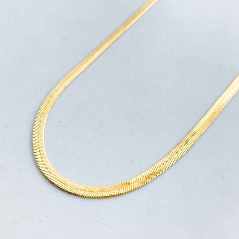 Colar Folheado Choker Malha Laminada com Extensor
