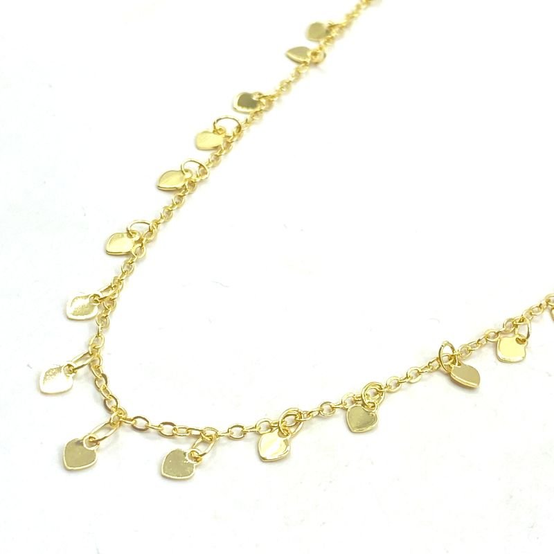 Colar Folheado Choker Mini Corações Lisos