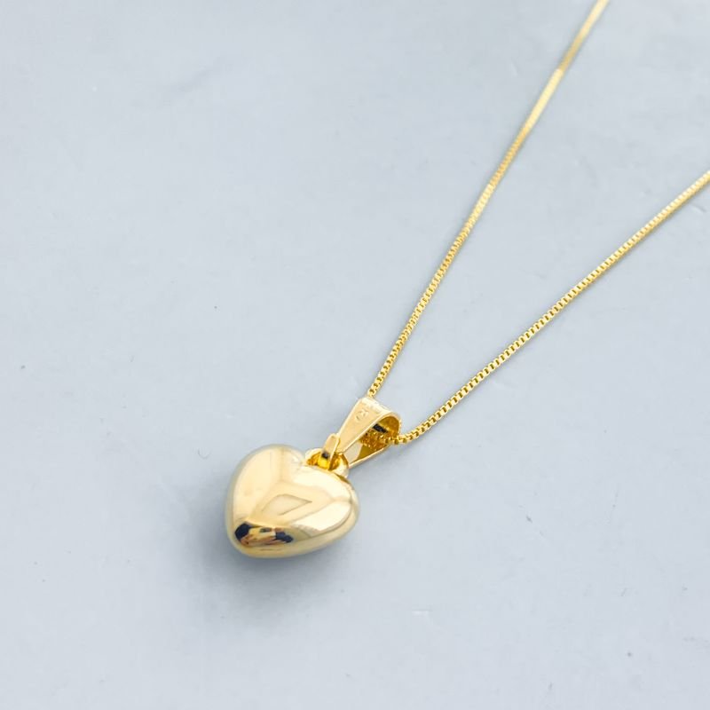 Colar Folheado Liso Coração Bojudo