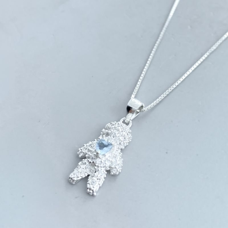 Colar Prata925 Filho Menino Cravejado Pedra Coração