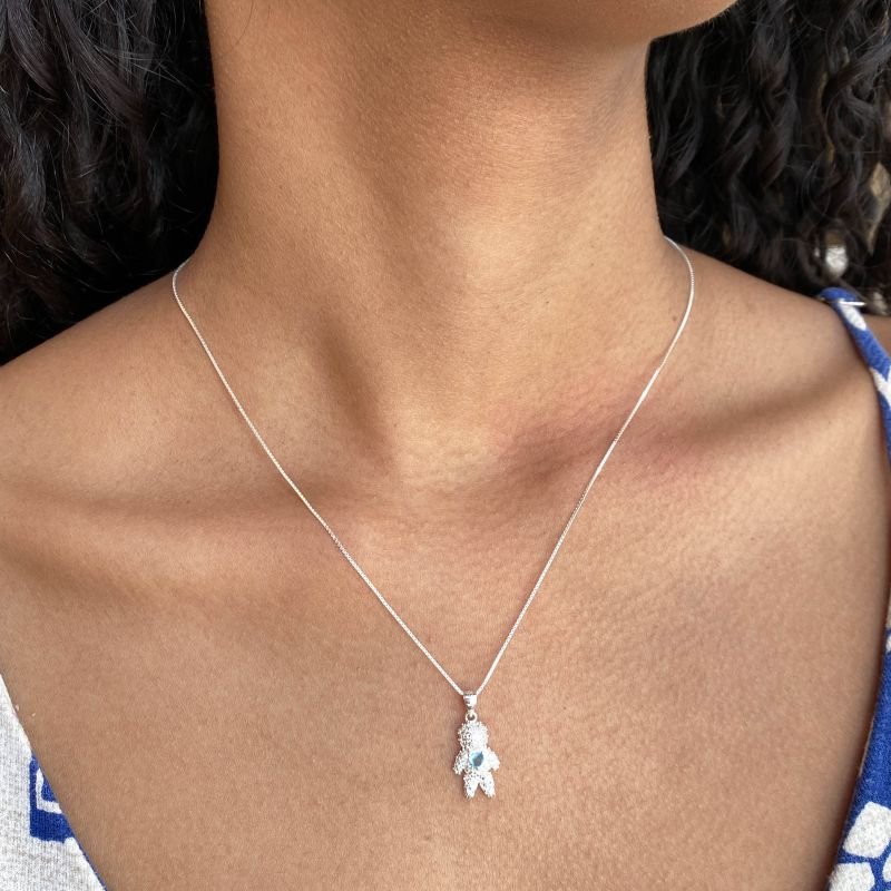 Colar Prata925 Filho Menino Cravejado Pedra Coração