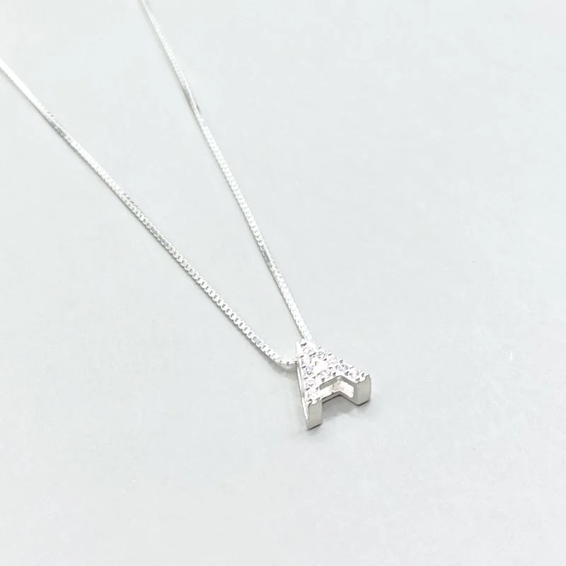 Colar Prata925 Letra Cravejada Pequena
