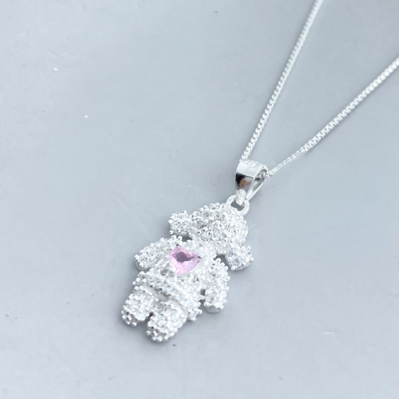 Colar Prata925 Menina Cravejada Pedra Coração