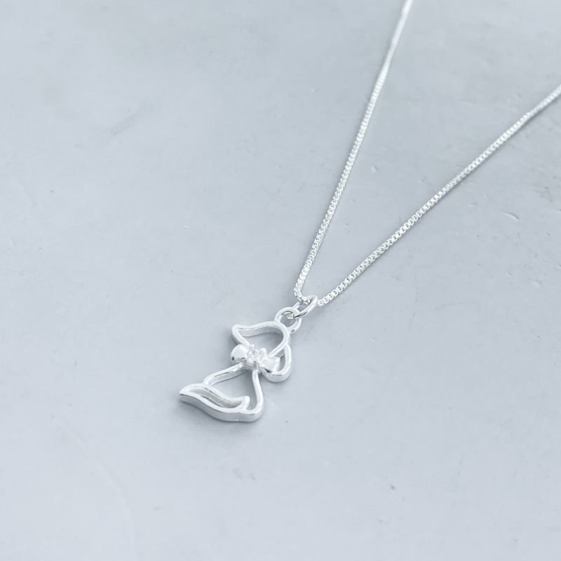 Colar Prata925 Cachorro Vazado Coleira Pedra