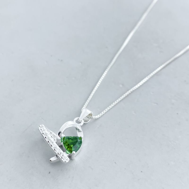 Colar Prata925 Coração Vazado Zircônia Cravejado e Liso