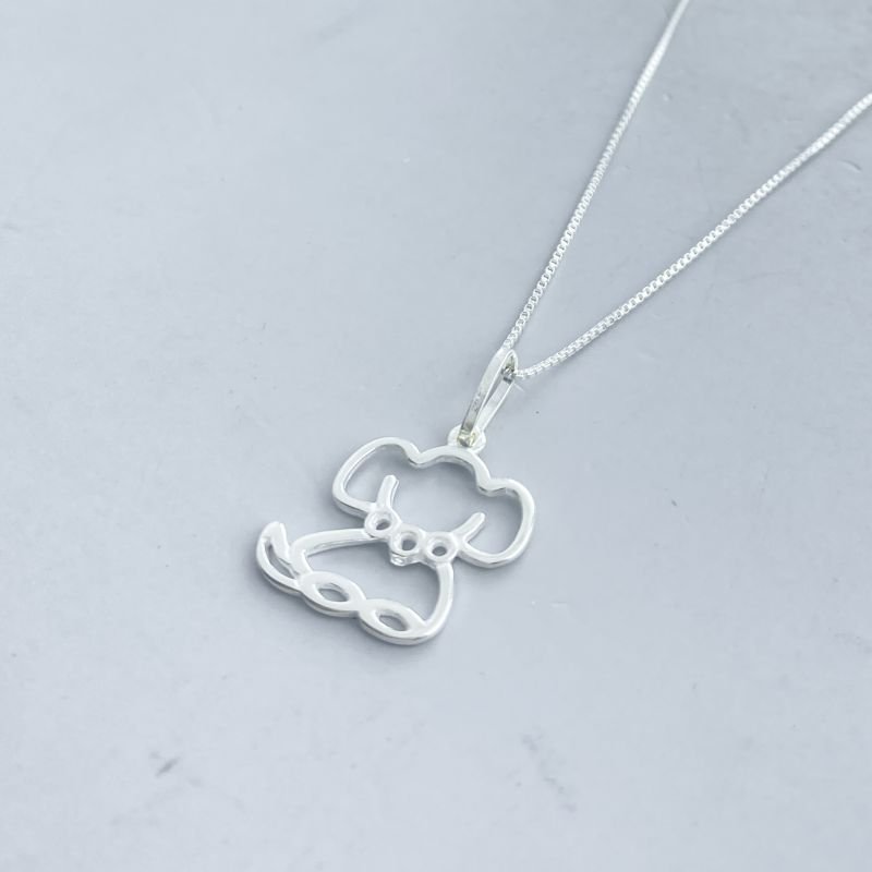 Colar Prata925 Liso Pet Cachorro Vazado