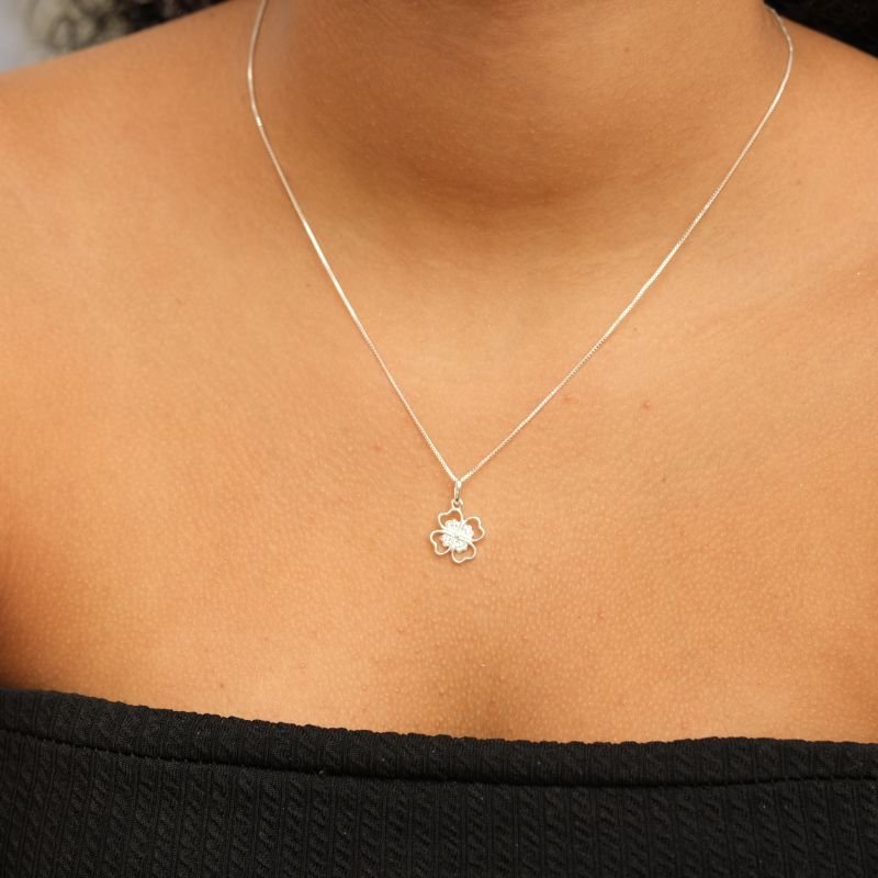 Colar prata925 trevo coracao vazado zirconias