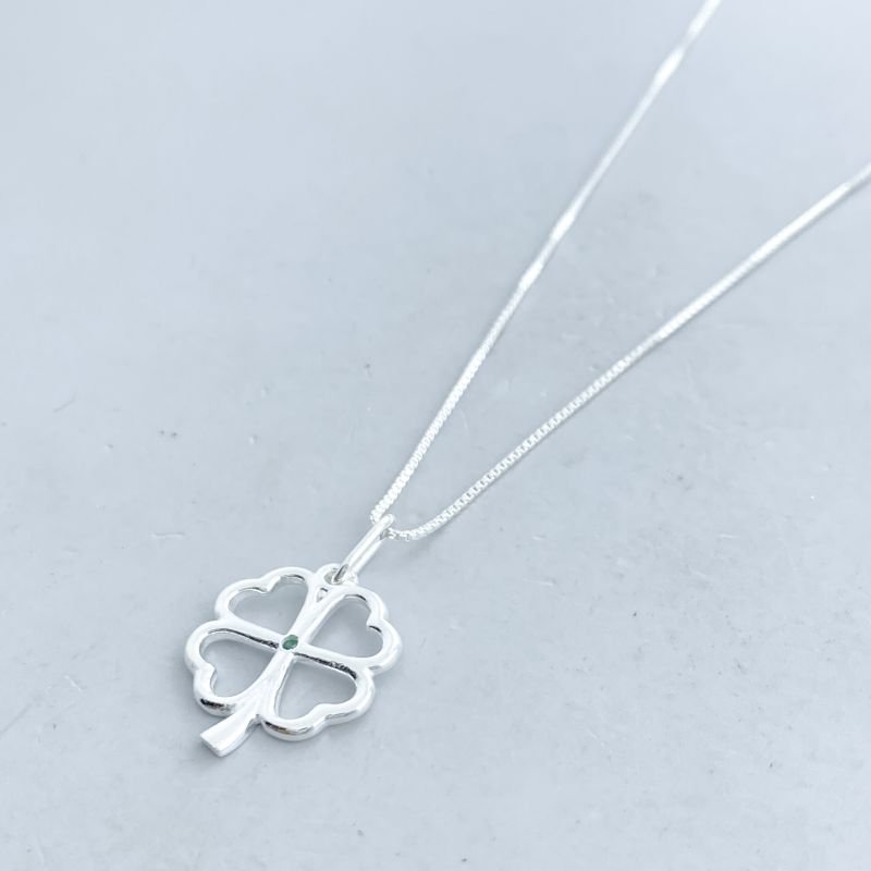 Colar Prata925 Trevo Liso Vazado