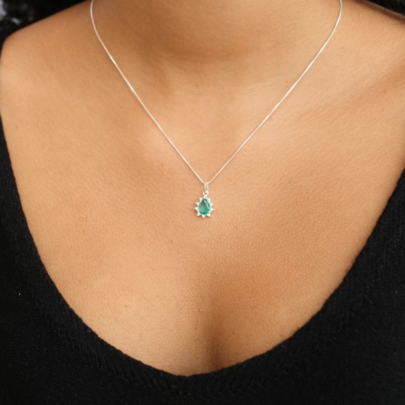 Colar prata925 zirconia gota