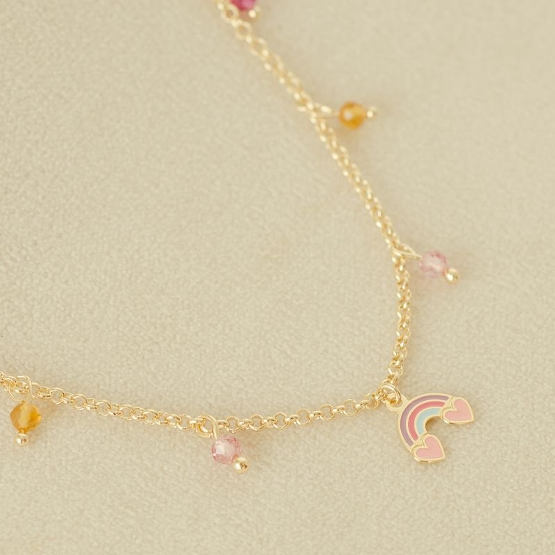 Colar semijoia arco-íris com miçangas