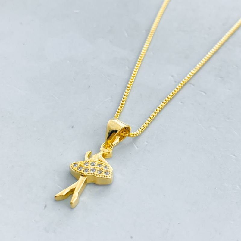 Colar Semijoia Bailarina Saia Cravejada