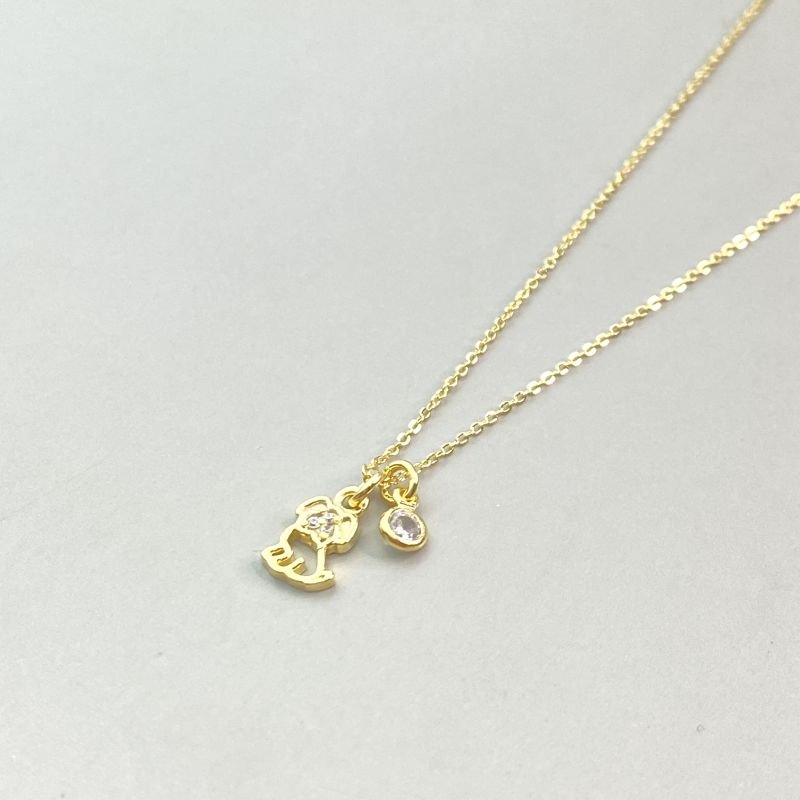 Colar Semijoia Cachorro Cravejado com 1 Pedrinha Zircônia