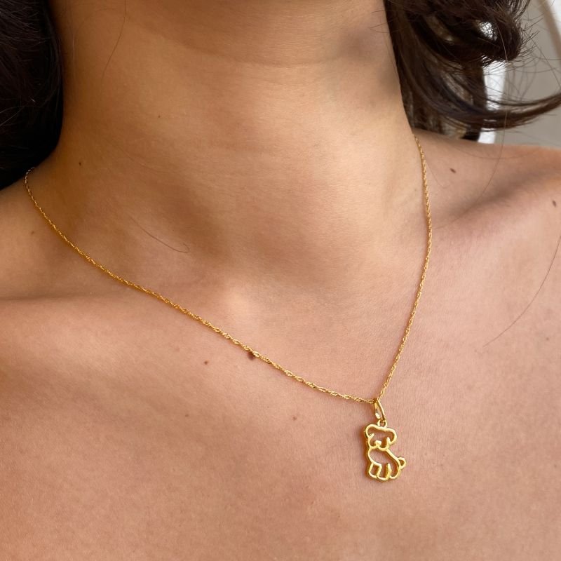 Colar Semijoia Cachorro Vazado Liso Singapura