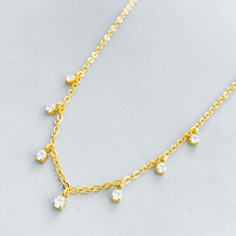 Colar Semijoia Choker 7 Pedrinhas Com Extensor Delicado