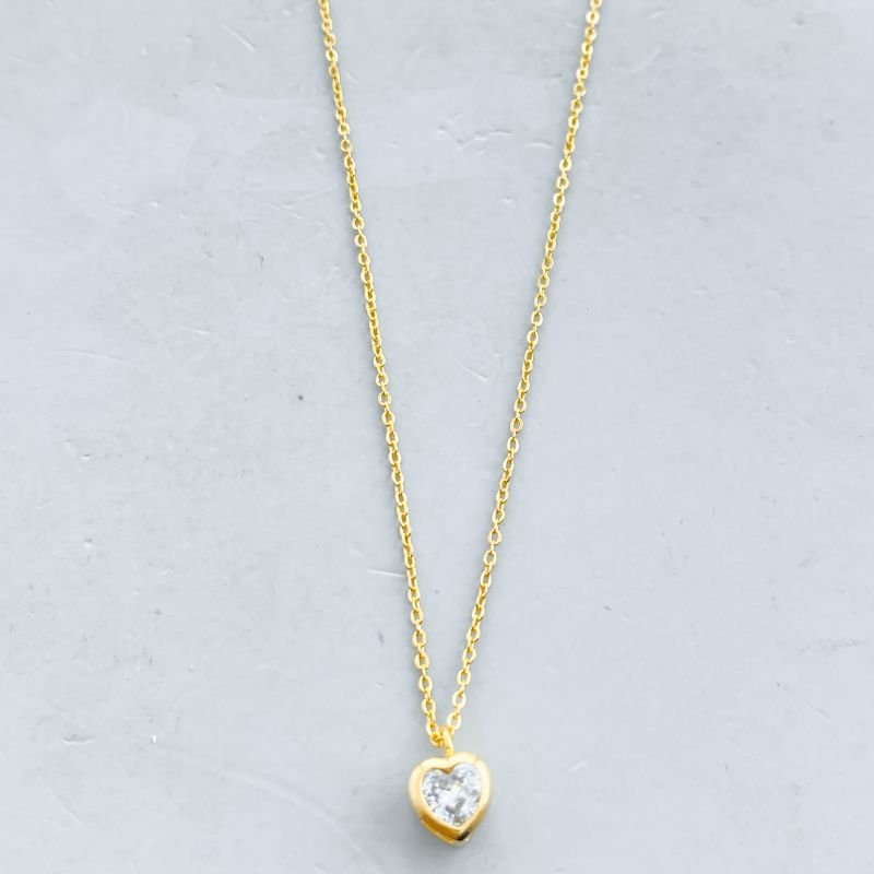 Colar Semijoia Coração Zircônia com Borda