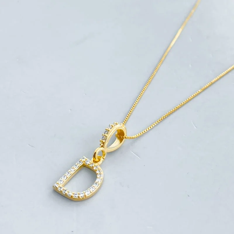 Colar Semijoia Cravejado Letra Zircônias