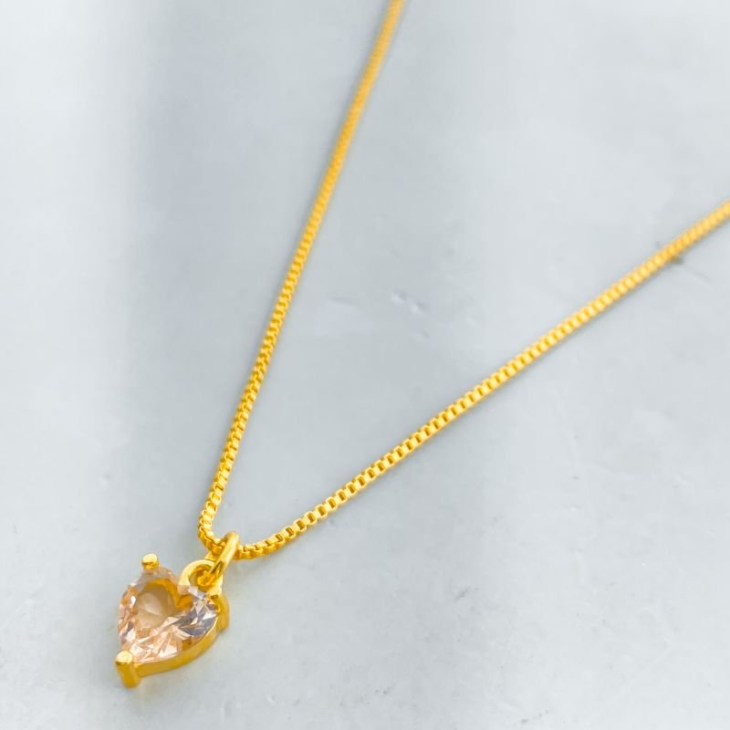 Colar Semijoia Delicado Pedra Coração com 3 Garras