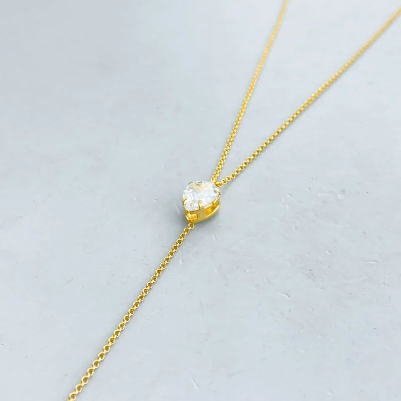 Colar Semijoia Gravatinha com Pedra Gota e Ponto de Luz