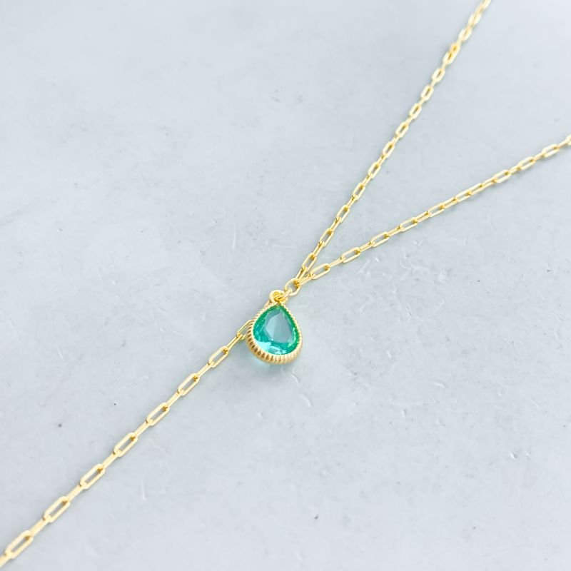 Colar Semijoia Gravatinha Pedra com 2 Gotas