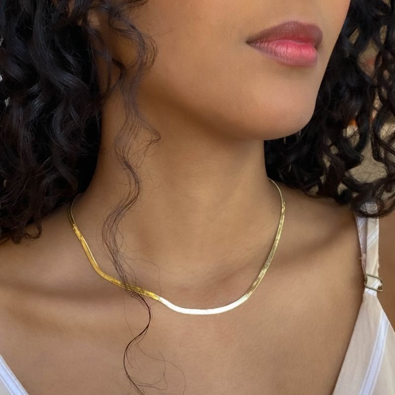 Colar Semijoia Malha Média Laminada