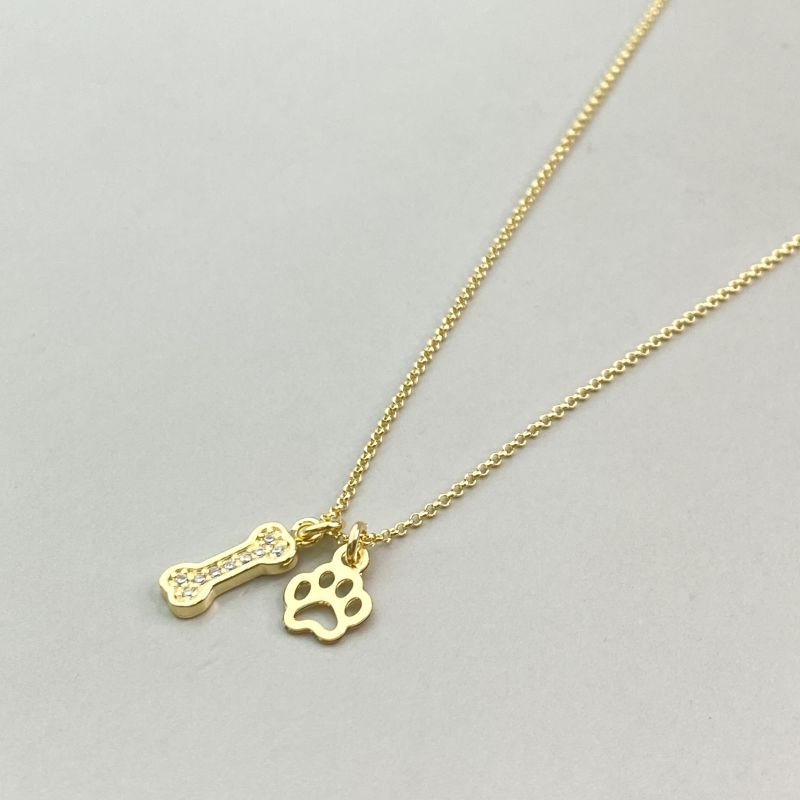 Colar Semijoia Osso Cravejado Patinha Vazado