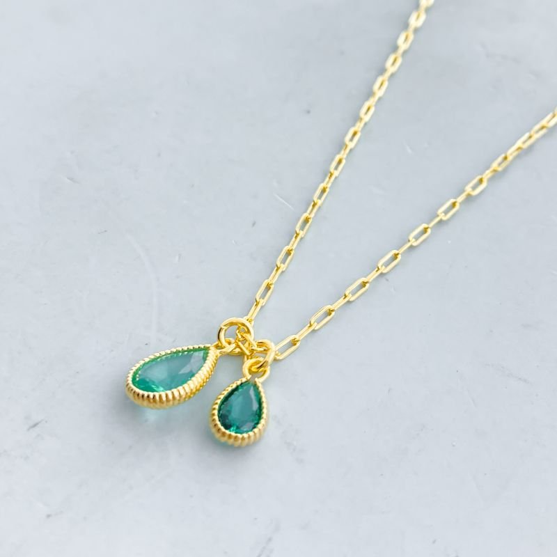 Colar Semijoia Pedra com 2 Gotas