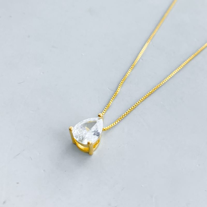 Colar Semijoia Pedra Gota com 3 Garras