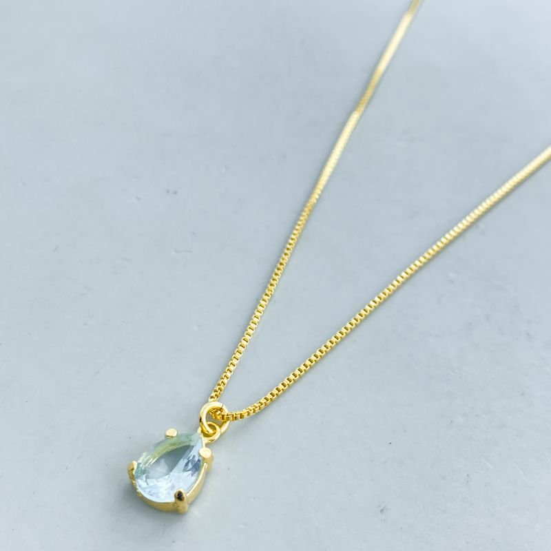 Colar Semijoia Pedra Gota Zircônia Delicado