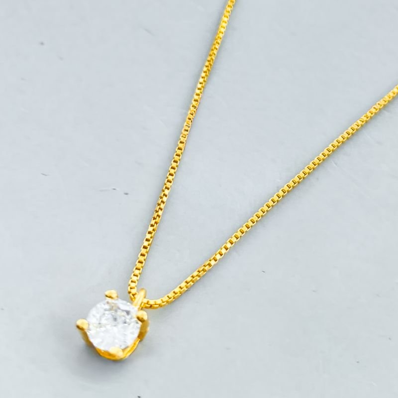 Colar Semijoia Pedra Redonda 3d Pequena 4 Garras