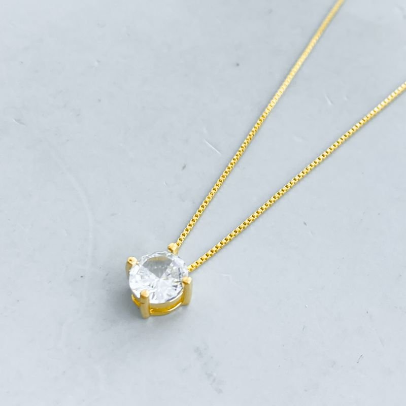 Colar Semijoia Ponto de Luz 4 Garras 6mm Minimalista