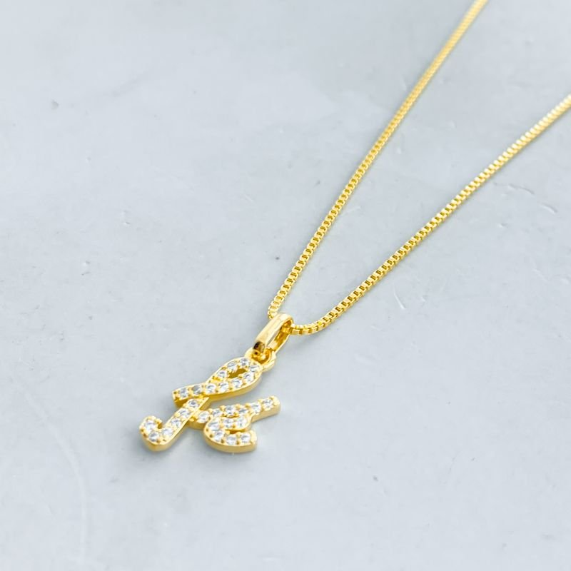 Colar Semijoia Religioso Fé Cravejado