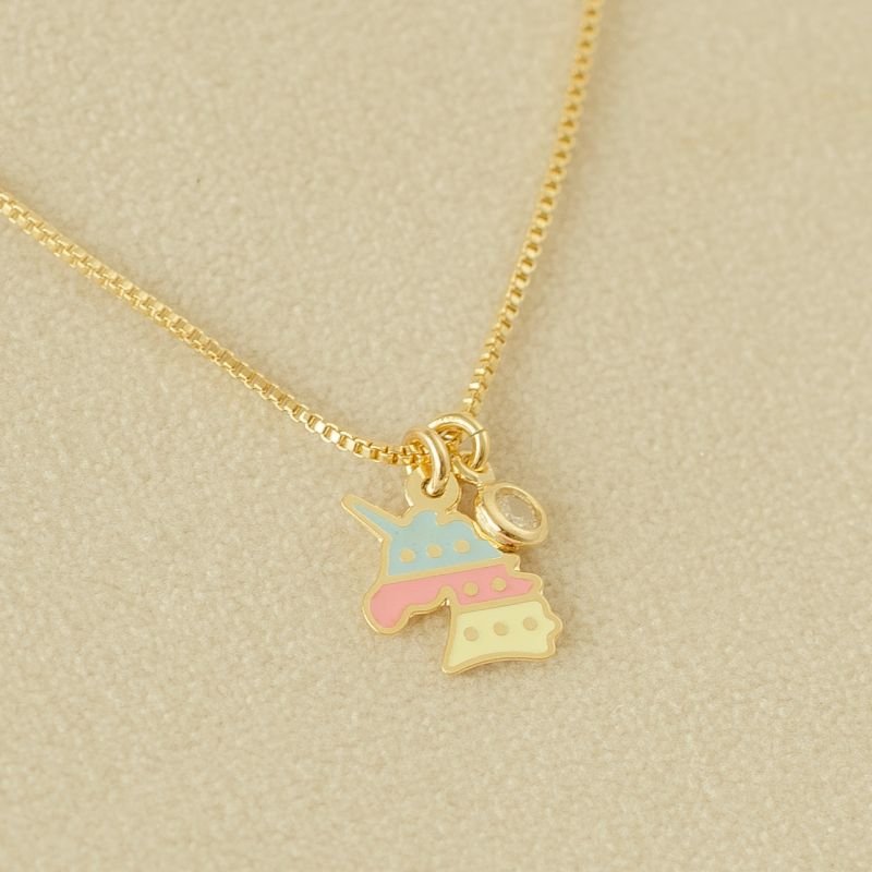 Colar semijoia unicórnio pop it e zircônias