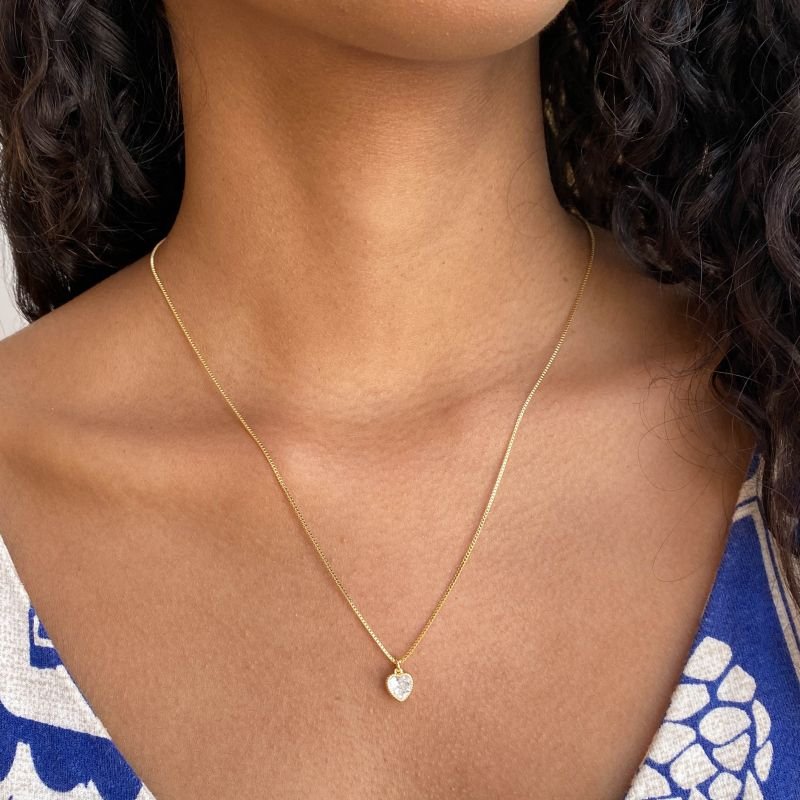 Colar Semijoia Zircônia Coração