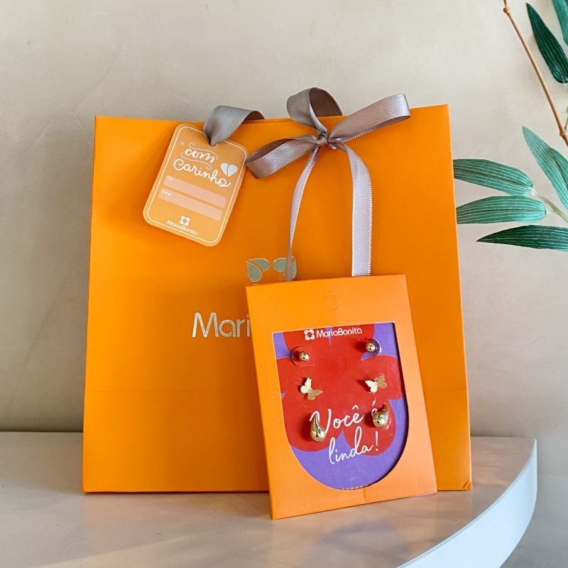 Combo Cartela Brinco Bijuteria Pequeno Liso Kit 3 Bola Gota Borboleta Craquelada